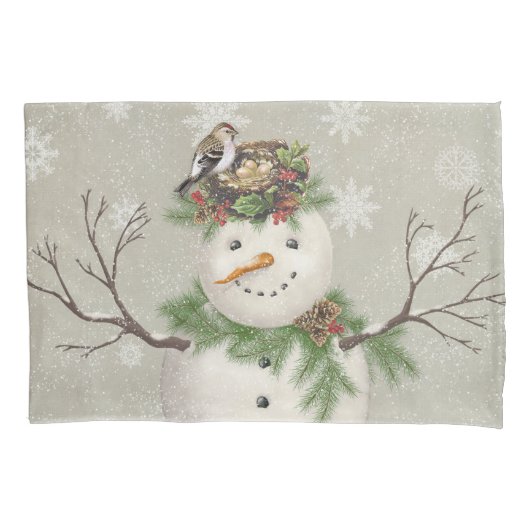 moderne wintersneeuwman kussensloop (Voorkant-Links)