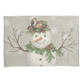 moderne wintersneeuwman kussensloop (Voorkant-Rechts)