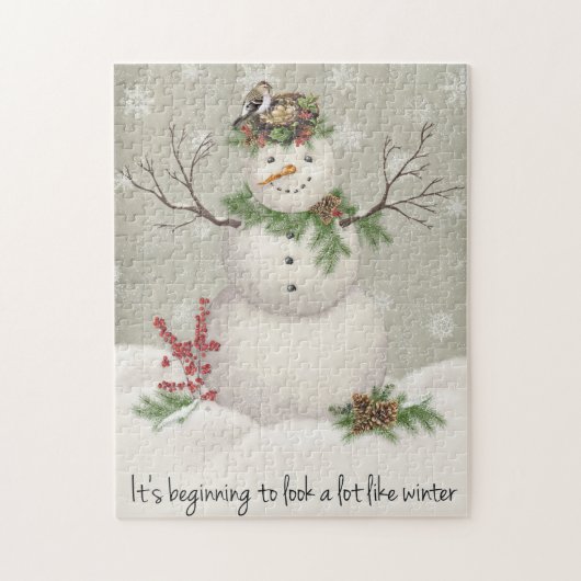 moderne wintersneeuwman legpuzzel (Verticaal)