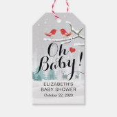 Moderne wintersneeuwscène in het Baby shower Cadeaulabel (Voorkant)