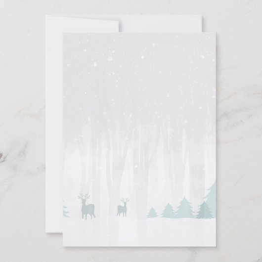 Moderne wintersneeuwscène in het Baby shower Kaart (Achterkant)