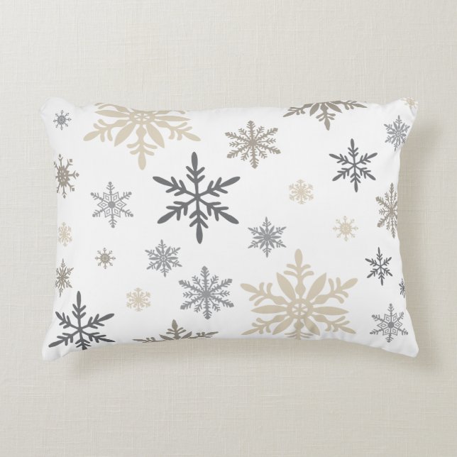 Moderne  wintersneeuwvlokken accent kussen (Voorkant)