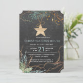 Moderne wintertakken kerst open huis kaart (Staand voorkant)