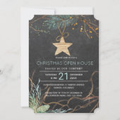 Moderne wintertakken kerst open huis kaart (Voorkant)