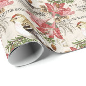 moderne  wintervogel cadeaupapier (Rol Hoek)