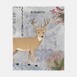 Moderne winterwinterwinterdeer snowflakes fleece deken