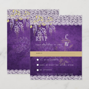 moderne Wisteria Lace Paars Wedding RSVP