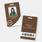 Moderne Wit & Bruin Gezondheidszorg Professionele Badge (Front & Back)