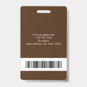 Moderne Wit & Bruin Gezondheidszorg Professionele Badge (Back)