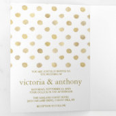 Moderne Wit & Goud Polka Dots Bruiloft Suite Drieluik Uitnodiging (Binnenzijde eerst)