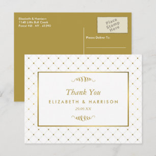 Moderne Wit & Gouden Folie Effect Bruiloft Dank u Briefkaart