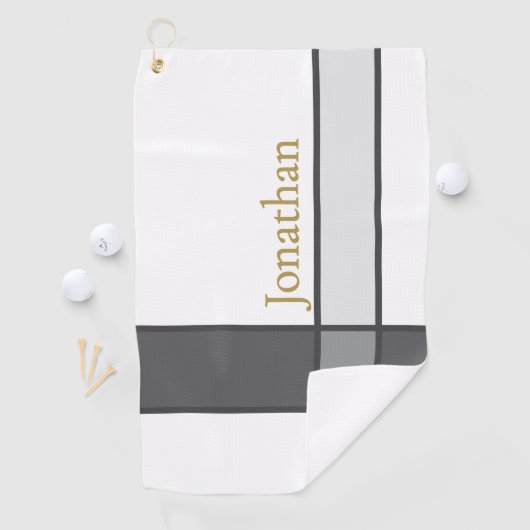Moderne wit grijs en goud minimalistische aangepas golfhanddoek (Insitu)