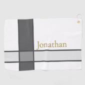 Moderne wit grijs en goud minimalistische aangepas golfhanddoek (Horizontaal)