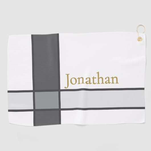 Moderne wit grijs en goud minimalistische aangepas golfhanddoek (Horizontaal)