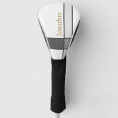 Moderne wit grijs en goud minimalistische aangepas golfheadcover (Voorkant)