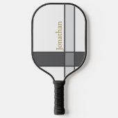 Moderne wit grijs en goud minimalistische aangepas pickleball paddle (Voorkant)