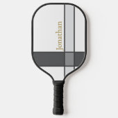 Moderne wit grijs en goud minimalistische aangepas pickleball paddle (Achterkant)