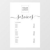 Moderne Wit Spa Salon Service Menu Custom Logo Raamsticker (Vel)