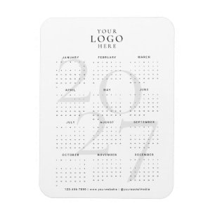 Moderne Witte 2027 Agenda Zakelijk Logo Magneet