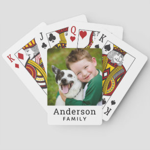 Moderne witte aangepaste familienaam foto pokerkaarten