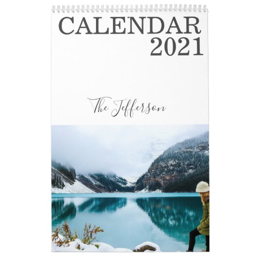 Moderne witte aangepaste foto 2021 kalender (Hoes)