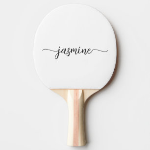 Moderne witte aangepaste naam handtekening script tafeltennisbatje