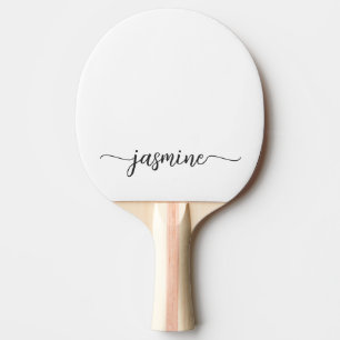 Moderne witte aangepaste naam handtekening script tafeltennisbatje