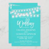 Moderne Witte Blauwgroen Mason Jar String Lights W Kaart (Voorkant / Achterkant)