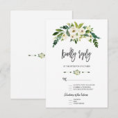 Moderne Witte Bloeiende Bloemige Handgeschreven RS RSVP Kaartje (Voorkant / Achterkant)