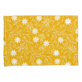 Moderne witte bloem blad geel kussensloop (Voorkant-Rechts)