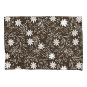 Moderne witte bloem blad Mocha bruin Kussensloop (Voorkant-Links)