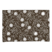 Moderne witte bloem blad Mocha bruin Kussensloop (Voorkant-Rechts)