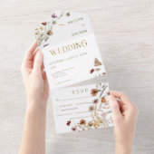 Moderne witte bloem Bouquet Dinner All In One Uitnodiging (Afscheurbaar)