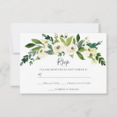 Moderne Witte Bloem Tuin Bruiloft RSVP (Voorkant)