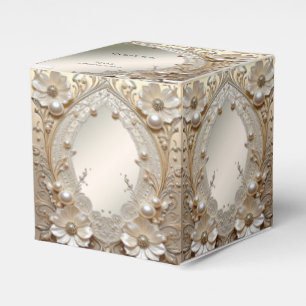 Moderne witte bloemen parels favorieten doos bedankdoosjes