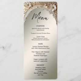 Moderne Witte Bloemen Parels Menu