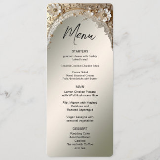 Moderne Witte Bloemen Parels Menu