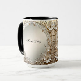 Moderne Witte Bloemen Parels Mok