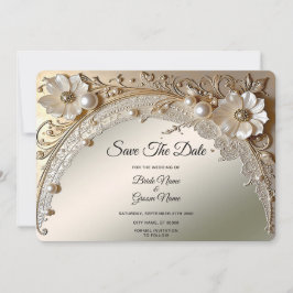 Moderne Witte Bloemen Parels Save The Date