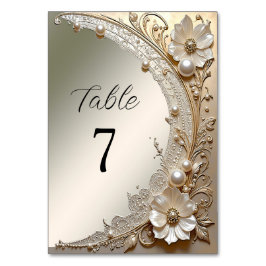 Moderne Witte Bloemen Parels Tafelnummer