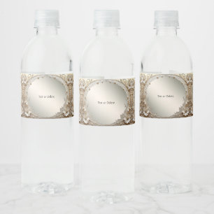 Moderne Witte Bloemen Parels Waterfles Label Etiket