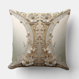 Moderne Witte Bloemen Parels Worp Kussen