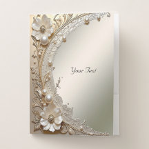 Moderne Witte Bloemen Parels Zakmap