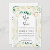 Moderne witte bloementuin Spaans geslacht onthulle Kaart (Voorkant / Achterkant)