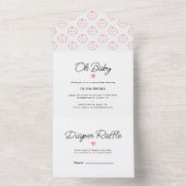 Moderne Witte Blush Oh Baby Meisje Douche All In One Uitnodiging (Binnen)