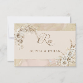 Moderne Witte Boho Bloemenboog Trouw RSVP Kaart