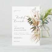 Moderne Witte Boho Gedroogde Bloemen Bruidsbrunch Kaart (Staand voorkant)