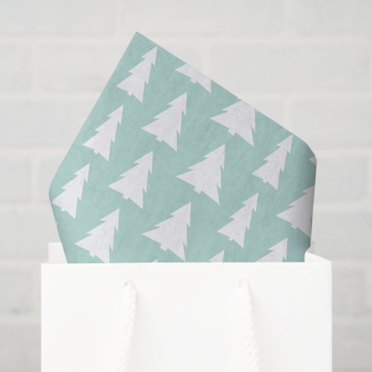 Moderne witte bomen op Mint Green Geometric Patter Tissuepapier (Cadeauzakje)
