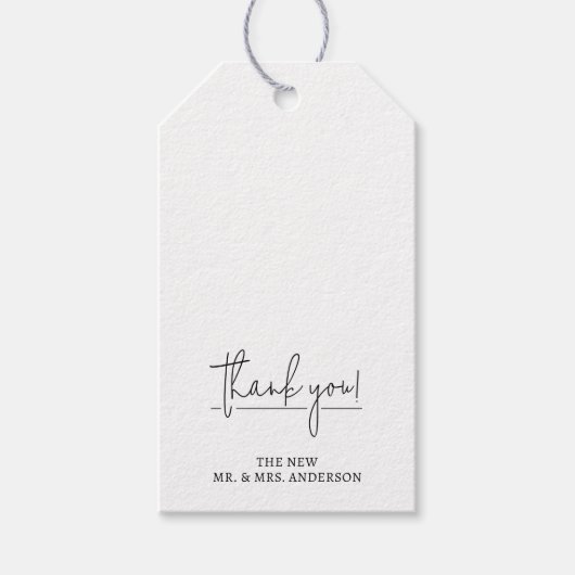 Moderne witte bruiloft gunst cadeaulabel (Voorkant)