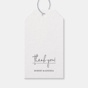 Moderne witte bruiloft gunst cadeaulabel